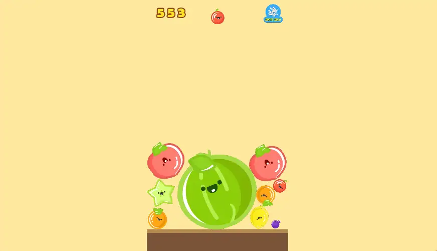 A large watermelon successfully created in the Watermelon Game.